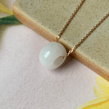 A-Grade Natural White Jadeite Barrel Pendant No.171364