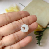 A-Grade Natural White Jadeite Barrel Pendant No.171364