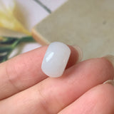 A-Grade Natural White Jadeite Barrel Pendant No.171364
