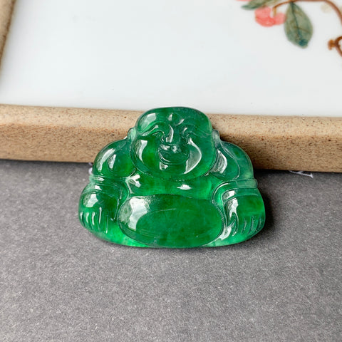 Icy A-Grade Natural Imperial Green Jadeite Buddha No.171655