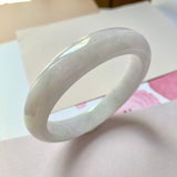 55.2mm A-Grade Natural Lavender Green Jadeite Modern Round Bangle No.151959