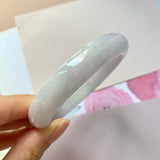 55.2mm A-Grade Natural Lavender Green Jadeite Modern Round Bangle No.151959