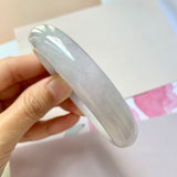 55.2mm A-Grade Natural Lavender Green Jadeite Modern Round Bangle No.151959