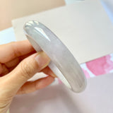 55.2mm A-Grade Natural Lavender Green Jadeite Modern Round Bangle No.151959