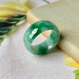 SOLD OUT: 18.2mm A-Grade Natural Floral Imperial Green Jadeite Ring Band No.162174