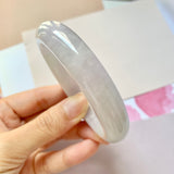 55.2mm A-Grade Natural Lavender Green Jadeite Modern Round Bangle No.151959