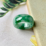 SOLD OUT: 18.2mm A-Grade Natural Floral Imperial Green Jadeite Ring Band No.162174