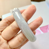 55.2mm A-Grade Natural Lavender Green Jadeite Modern Round Bangle No.151959