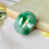 SOLD OUT: 18.2mm A-Grade Natural Floral Imperial Green Jadeite Ring Band No.162174