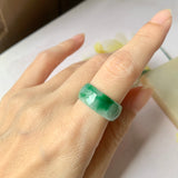 SOLD OUT: 18.2mm A-Grade Natural Floral Imperial Green Jadeite Ring Band No.162174