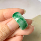 SOLD OUT: 18.2mm A-Grade Natural Floral Imperial Green Jadeite Ring Band No.162174