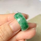 SOLD OUT: 18.2mm A-Grade Natural Floral Imperial Green Jadeite Ring Band No.162174