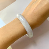 55.2mm A-Grade Natural Lavender Green Jadeite Modern Round Bangle No.151959