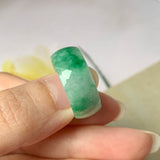 SOLD OUT: 18.2mm A-Grade Natural Floral Imperial Green Jadeite Ring Band No.162174