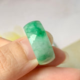 SOLD OUT: 18.2mm A-Grade Natural Floral Imperial Green Jadeite Ring Band No.162174