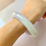 55.2mm A-Grade Natural Lavender Green Jadeite Modern Round Bangle No.151959