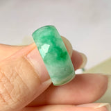 SOLD OUT: 18.2mm A-Grade Natural Floral Imperial Green Jadeite Ring Band No.162174