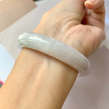 55.2mm A-Grade Natural Lavender Green Jadeite Modern Round Bangle No.151959