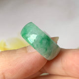 SOLD OUT: 18.2mm A-Grade Natural Floral Imperial Green Jadeite Ring Band No.162174