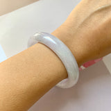 55.2mm A-Grade Natural Lavender Green Jadeite Modern Round Bangle No.151959