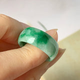 SOLD OUT: 18.2mm A-Grade Natural Floral Imperial Green Jadeite Ring Band No.162174