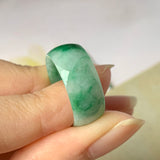 SOLD OUT: 18.2mm A-Grade Natural Floral Imperial Green Jadeite Ring Band No.162174