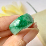 18.2mm A-Grade Natural Floral Imperial Green Jadeite Ring Band No.162175