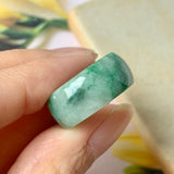 18.2mm A-Grade Natural Floral Imperial Green Jadeite Ring Band No.162175