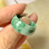 18.2mm A-Grade Natural Floral Imperial Green Jadeite Ring Band No.162175