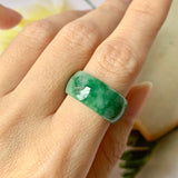 18.2mm A-Grade Natural Floral Imperial Green Jadeite Ring Band No.162175