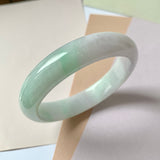 56.1mm A-Grade Natural Lavender Green Jadeite Modern Round Bangle No.151962