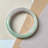 56.1mm A-Grade Natural Lavender Green Jadeite Modern Round Bangle No.151962