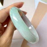 56.1mm A-Grade Natural Lavender Green Jadeite Modern Round Bangle No.151962