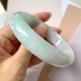 56.1mm A-Grade Natural Lavender Green Jadeite Modern Round Bangle No.151962