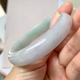 56.1mm A-Grade Natural Lavender Green Jadeite Modern Round Bangle No.151962