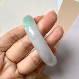 56.1mm A-Grade Natural Lavender Green Jadeite Modern Round Bangle No.151962