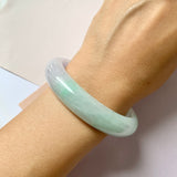 56.1mm A-Grade Natural Lavender Green Jadeite Modern Round Bangle No.151962