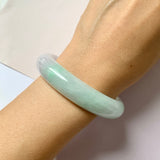 56.1mm A-Grade Natural Lavender Green Jadeite Modern Round Bangle No.151962