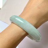 56.1mm A-Grade Natural Lavender Green Jadeite Modern Round Bangle No.151962