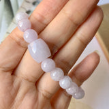 8.5mm A-Grade Natural Lilac Jadeite Beaded Bracelet with Barrel No.190179