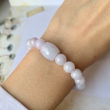 8.5mm A-Grade Natural Lilac Jadeite Beaded Bracelet with Barrel No.190179