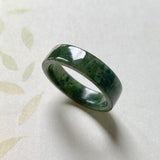 SOLD OUT: 20.4mm A-Grade Natural Bluish Green Jadeite Abacus Ring Band No.162122