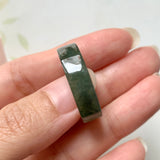 SOLD OUT: 20.4mm A-Grade Natural Bluish Green Jadeite Abacus Ring Band No.162122