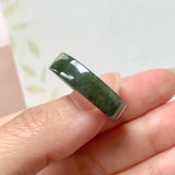 SOLD OUT: 20.4mm A-Grade Natural Bluish Green Jadeite Abacus Ring Band No.162122