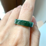 SOLD OUT: 20.4mm A-Grade Natural Bluish Green Jadeite Abacus Ring Band No.162122