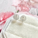 Icy A-Grade Natural Jadeite Sphere (Ball) Earring Stud (18k White Gold and Diamonds) No.180314