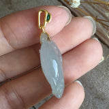 A-Grade Jadeite Jade Peach Ruyi Pendant (22k Yellow Gold) No.170001