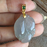 A-Grade Jadeite Jade Peach Ruyi Pendant (22k Yellow Gold) No.170001