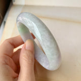 SOLD OUT: 57.6mm A-Grade Natural Lavender & Green Jadeite Modern Round Bangle No.151915