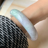 57.6mm A-Grade Natural Lavender & Green Jadeite Modern Round Bangle No.151915